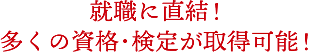 就職に直結！多くの資格･検定が取得可能！