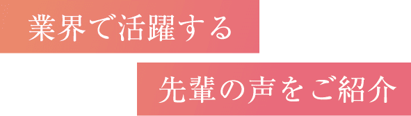 業界で活躍する先輩の声をご紹介